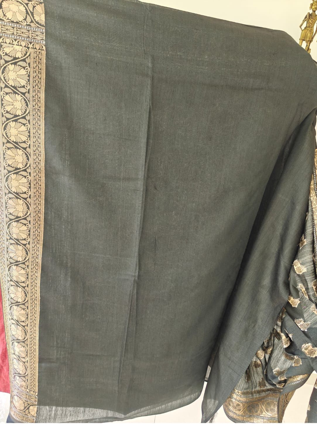 Ethereal Charm – Pure Banarasi Muga Silk Saree with Blouse & Silk Mark Tag