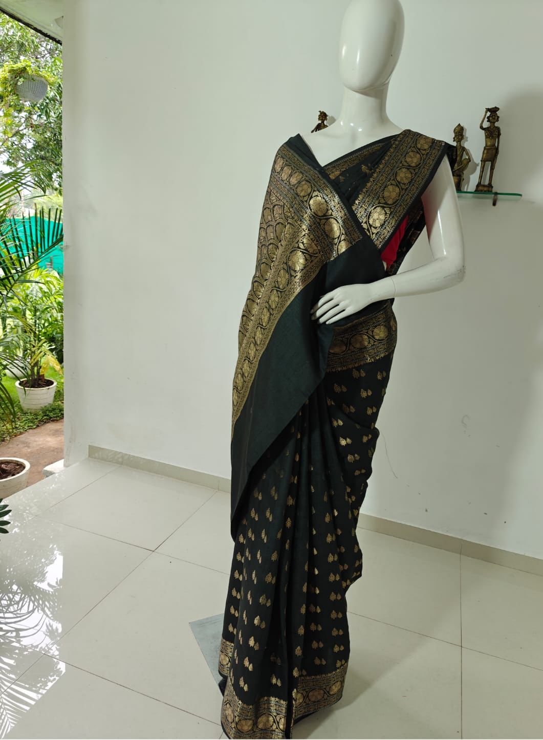 Ethereal Charm – Pure Banarasi Muga Silk Saree with Blouse & Silk Mark Tag