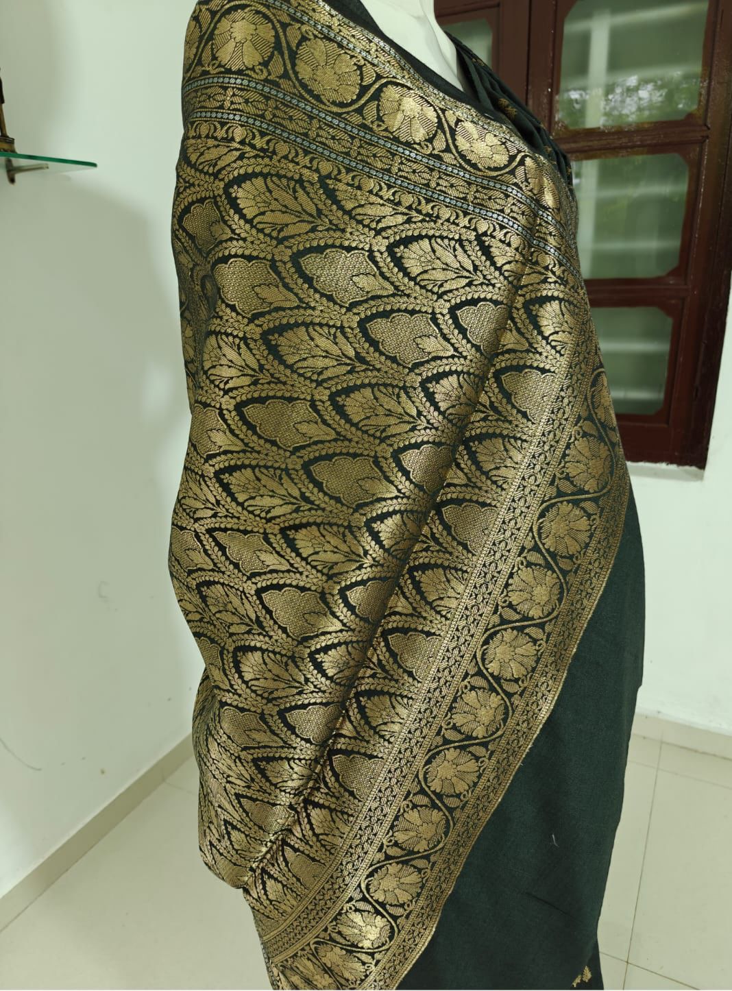 Ethereal Charm – Pure Banarasi Muga Silk Saree with Blouse & Silk Mark Tag
