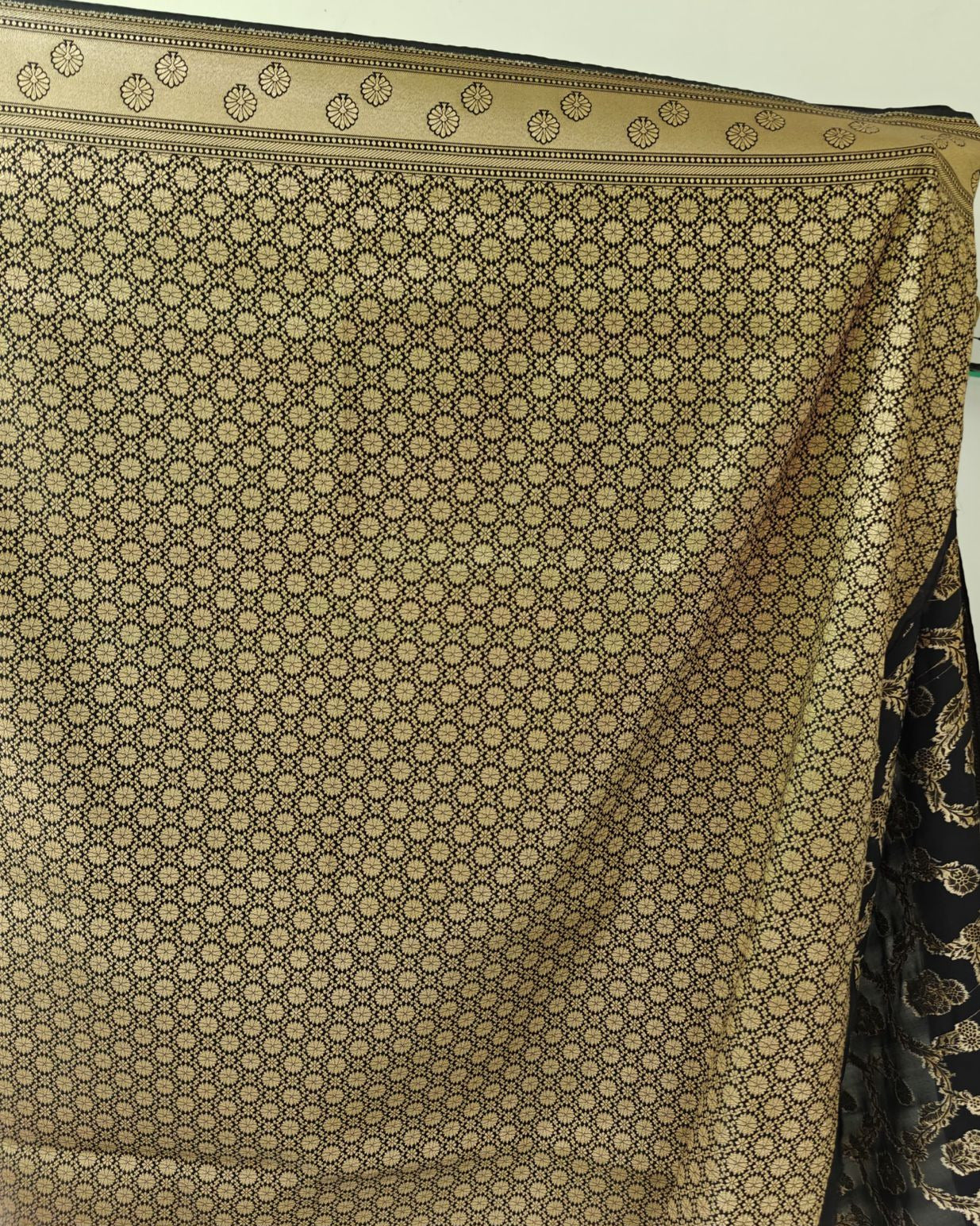 Black Banarasi Cotton Silk Saree with Blouse