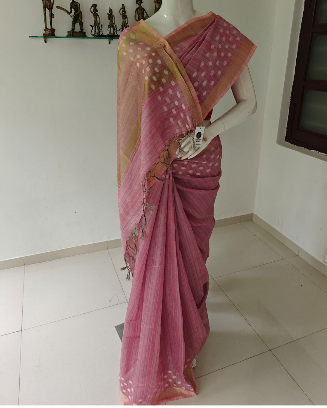 Charming Banarasi Cotton Saree with Blouse – Effortless Elegance