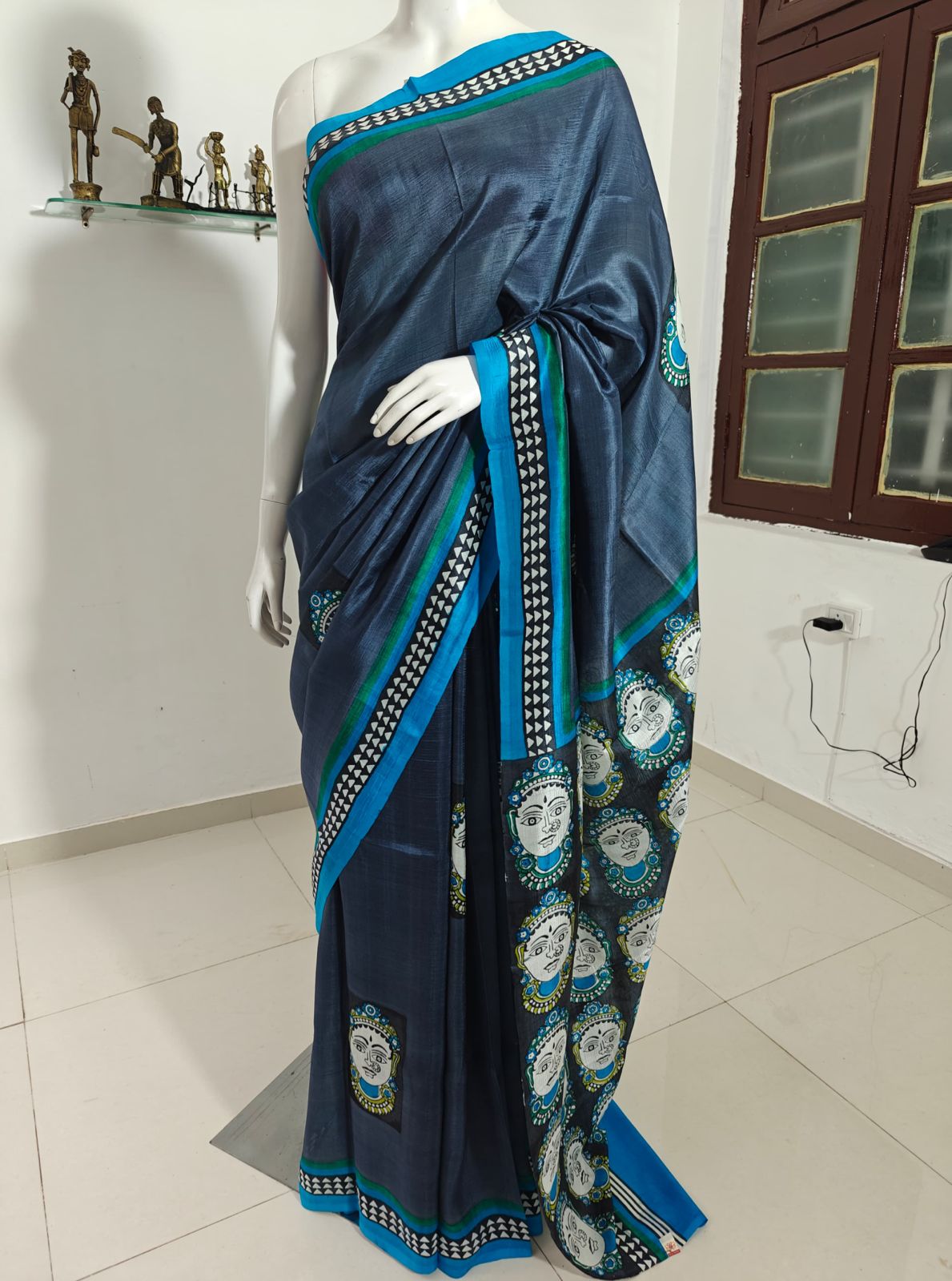 Blue Printed Vishnupuri Silk