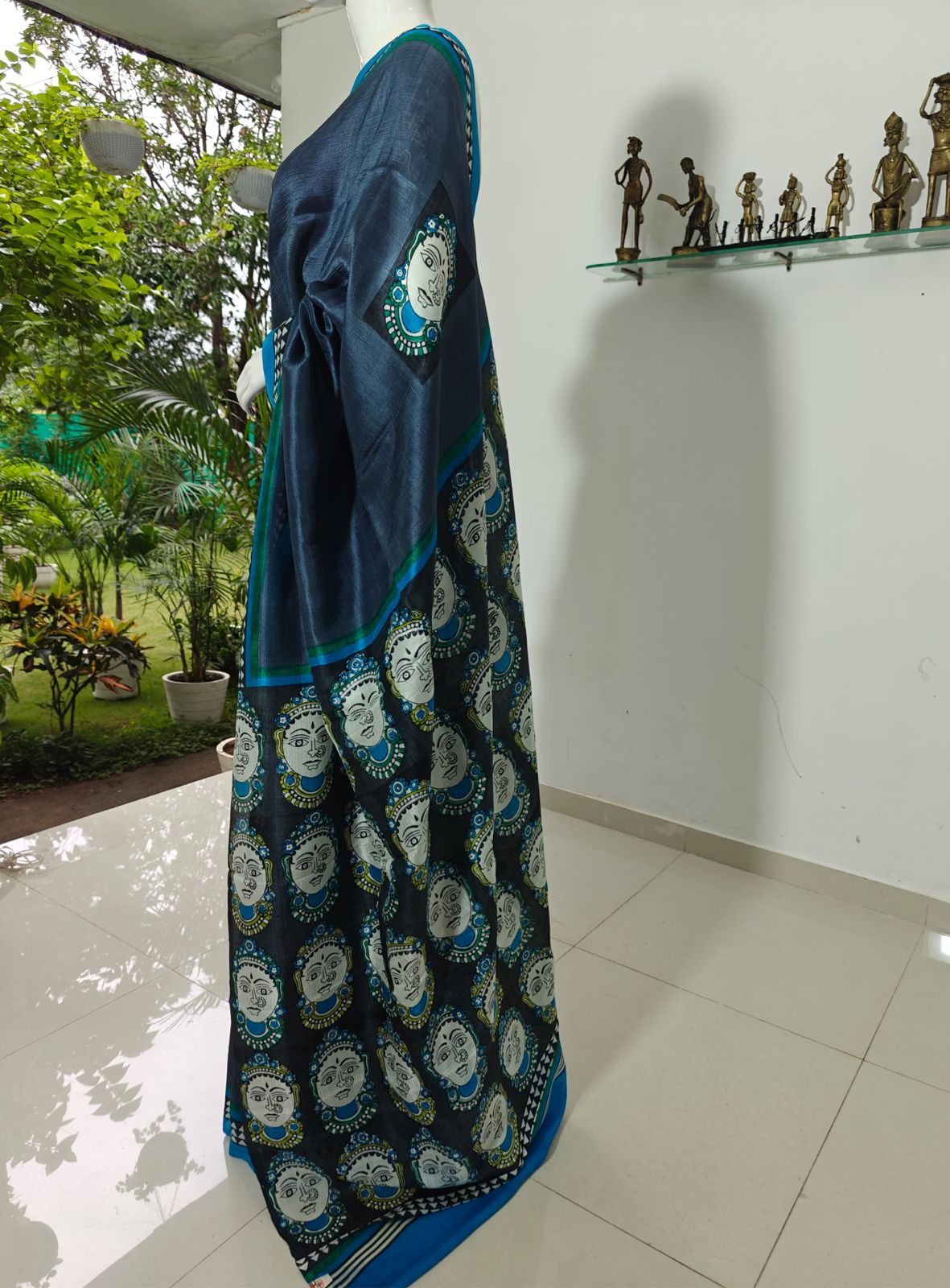 Blue Printed Vishnupuri Silk