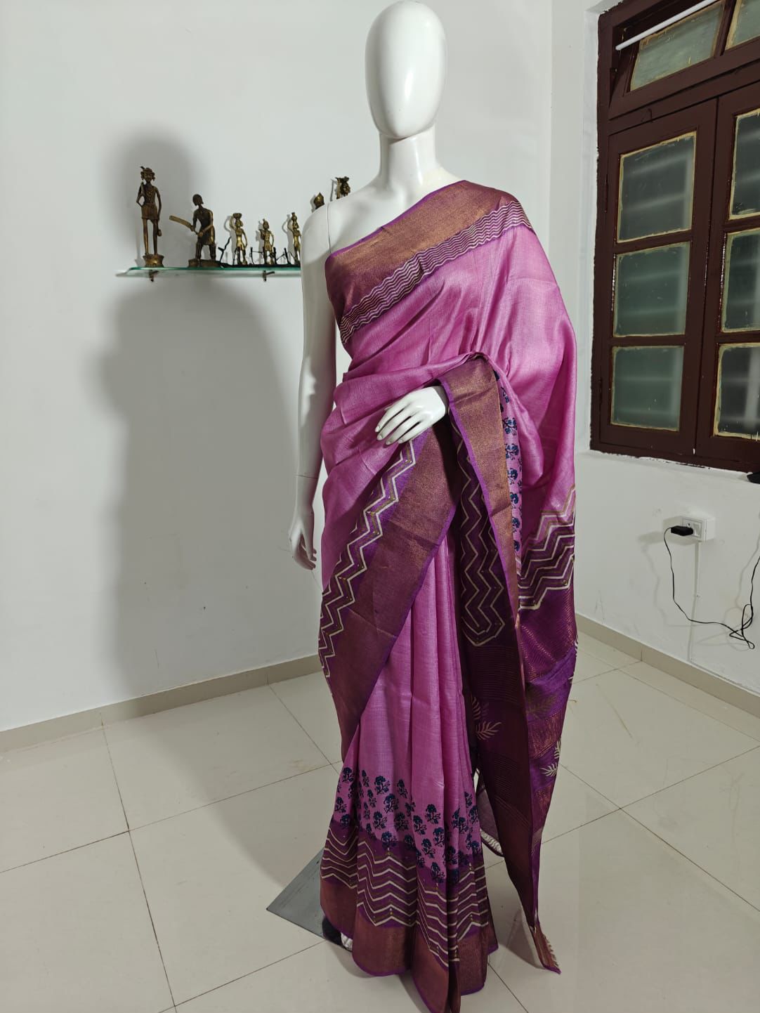 Purple Printed Vishnupuri Silk