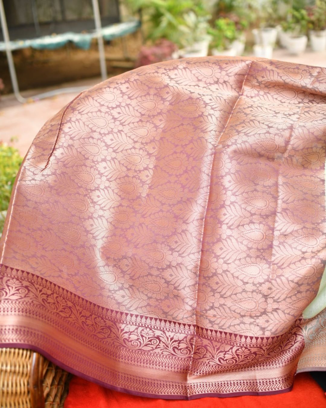 Grace in Every Weave: Banarasi Cotton Saree with Matching Blouse