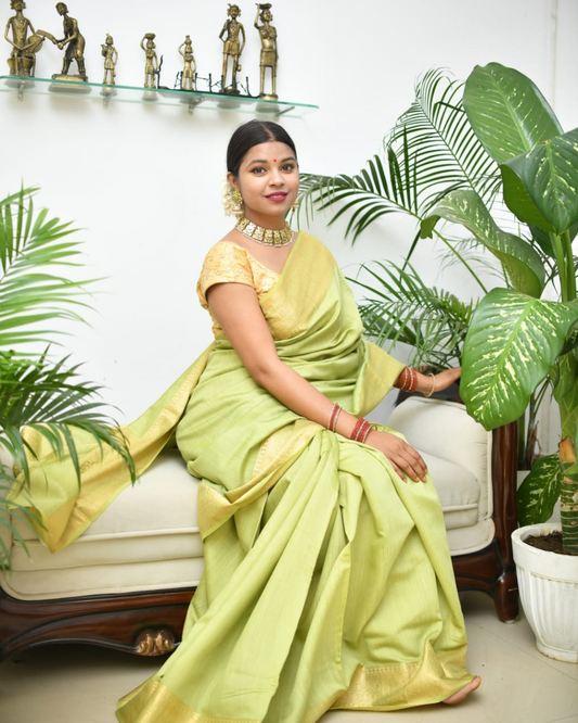 Pure Banarasi Muga Silk Saree with Blouse | Silk Mark Certified