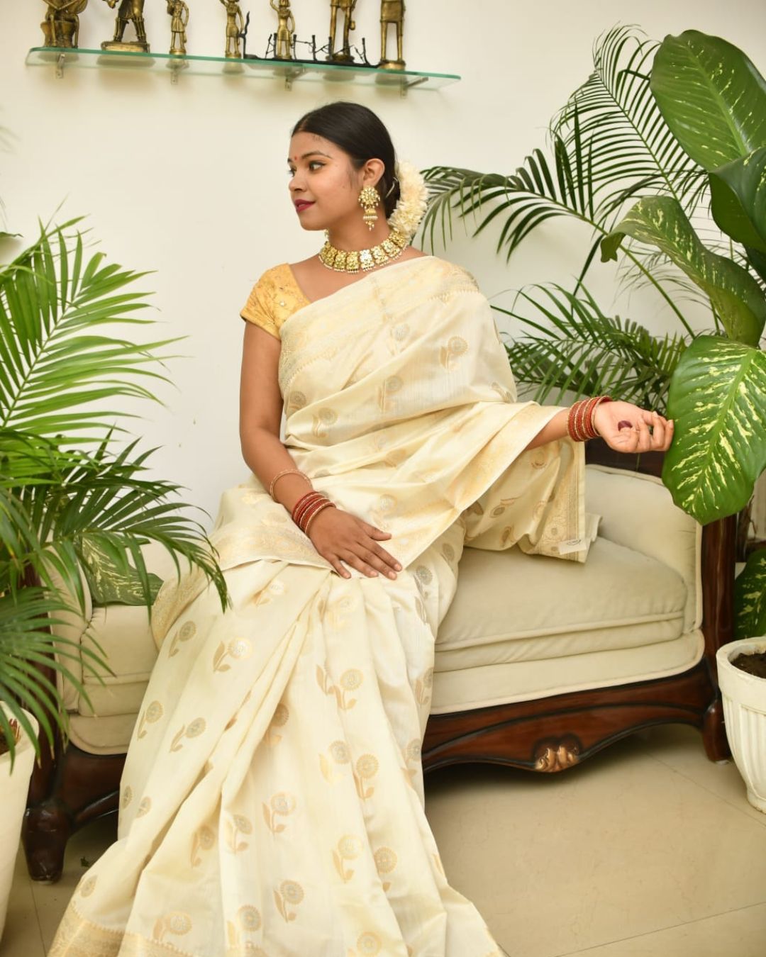 Grace That Speaks Heritage – Pure Banarasi Chinia Silk Saree