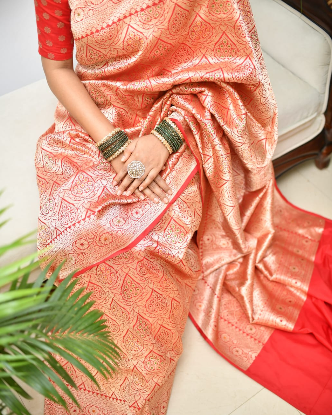 Eternal Elegance: Pure Banarasi Katan Silk Saree with Blouse | Silk Mark Certified