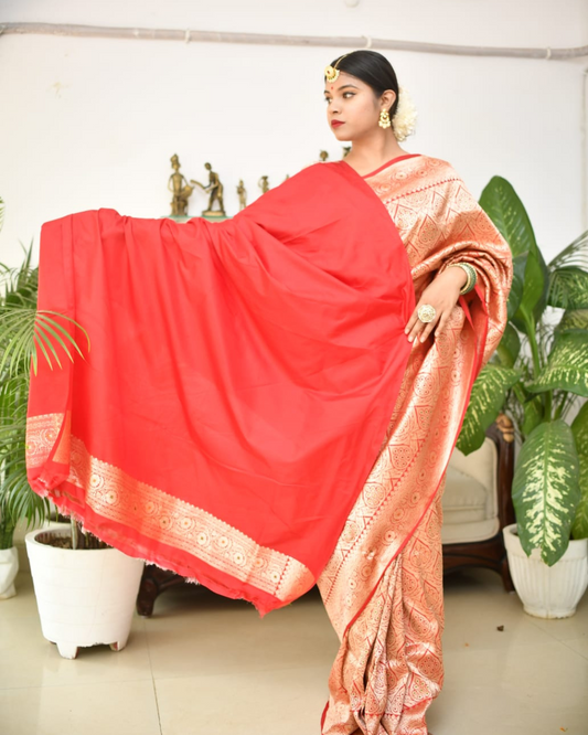 Eternal Elegance: Pure Banarasi Katan Silk Saree with Blouse | Silk Mark Certified