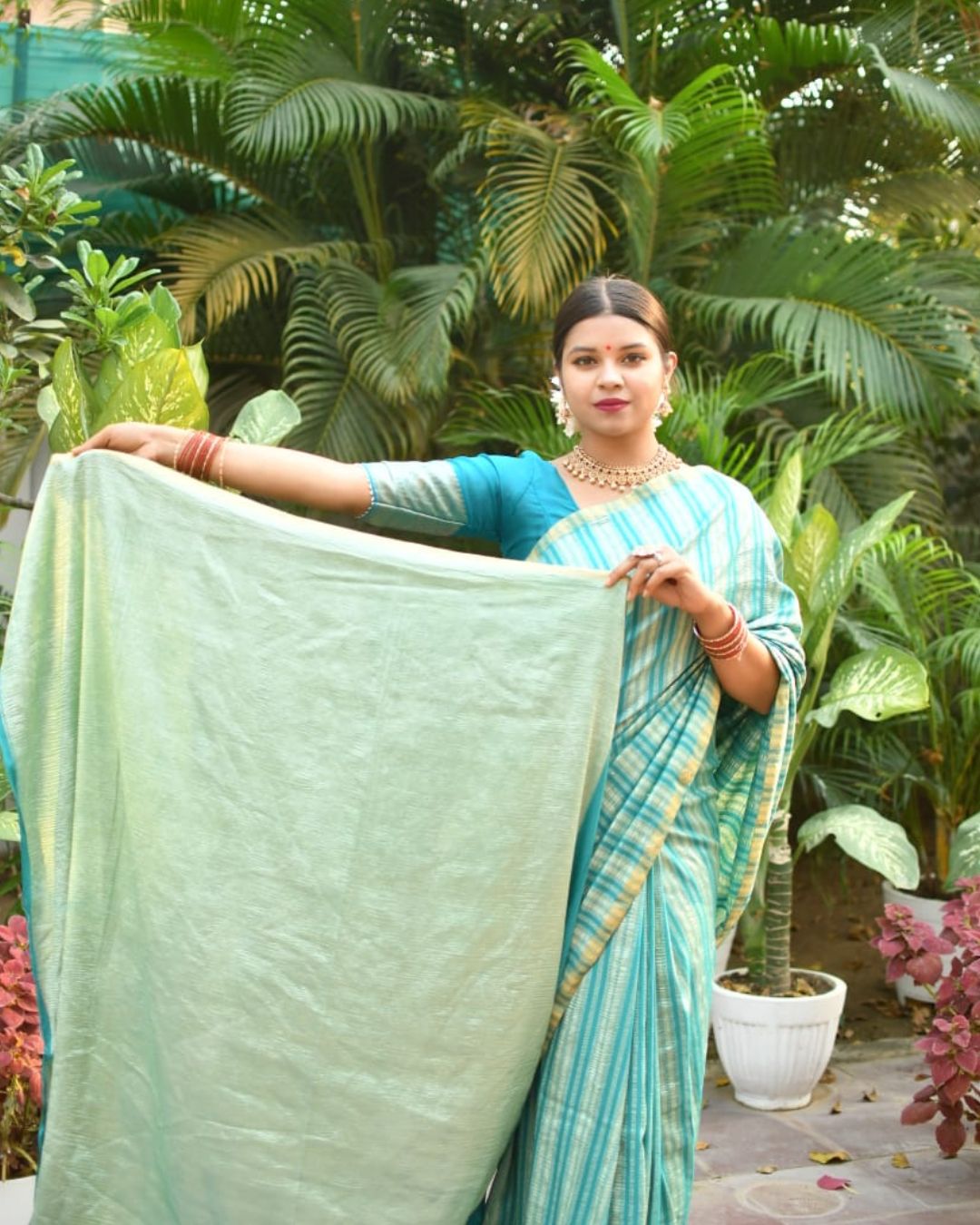 Pure Banarasi Muga Silk Saree with Blouse & Silk Mark Certified