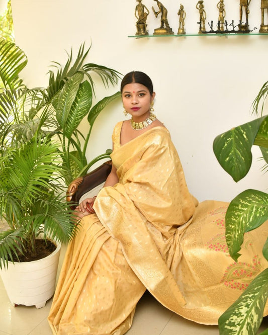 Banarasi Silk Cotton Saree with Blouse – Elegant & Light