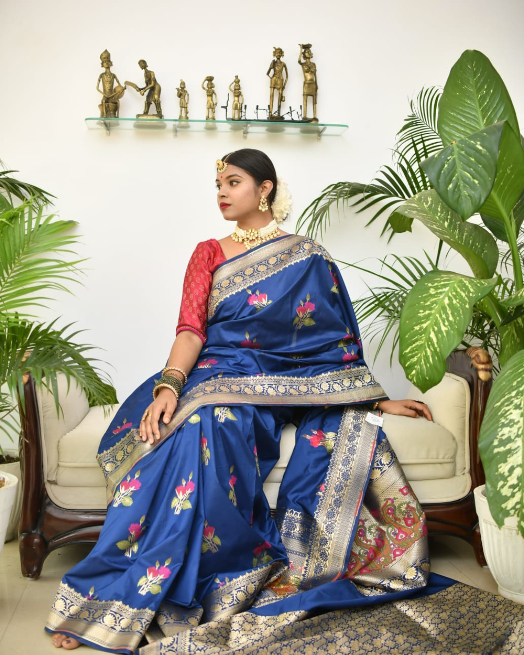 Luxurious Banarasi Cotton Silk Saree with Matching Blouse – Classic Elegance