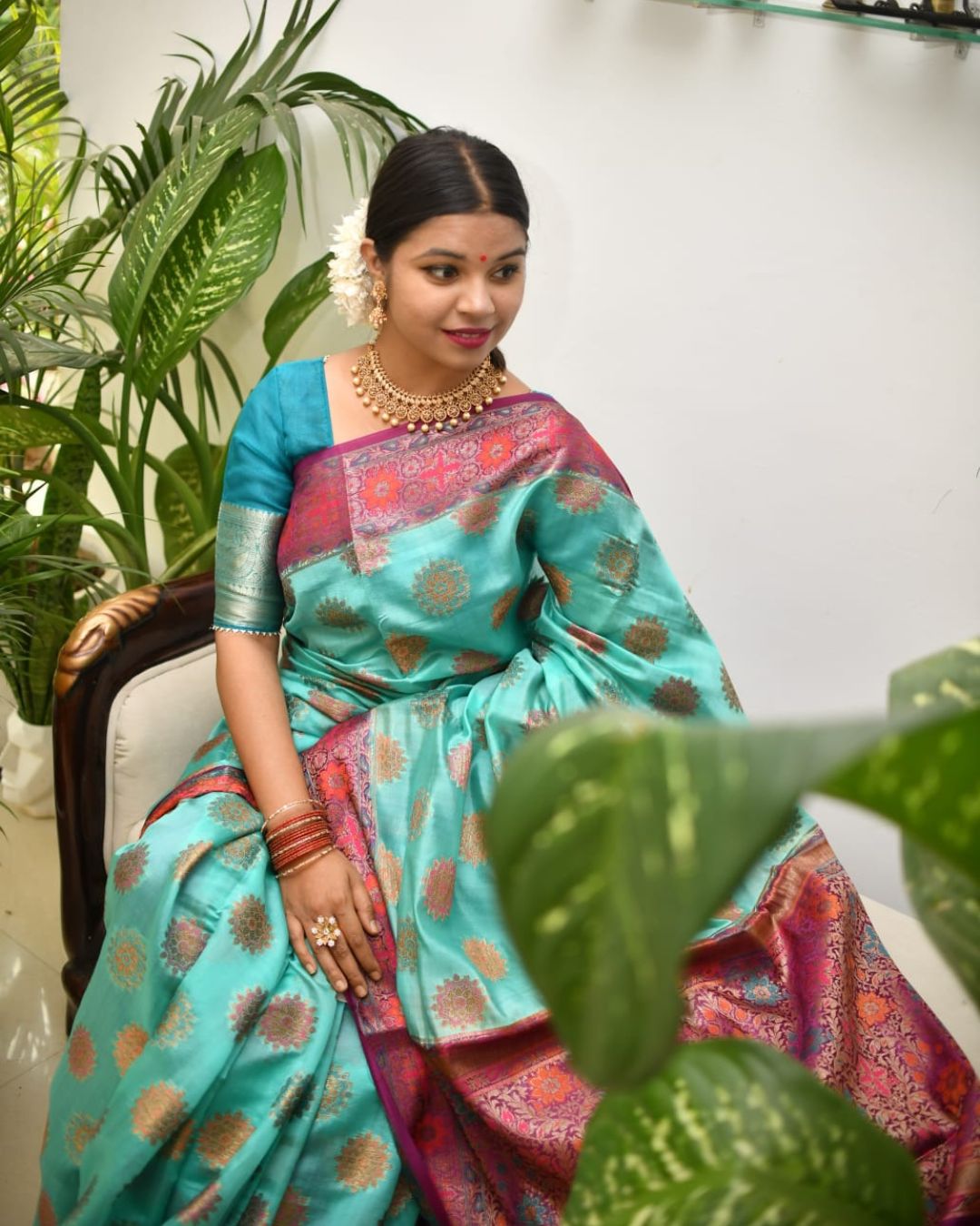 Pure Banarasi Dupion Silk Saree with Blouse & Certified Silk Mark