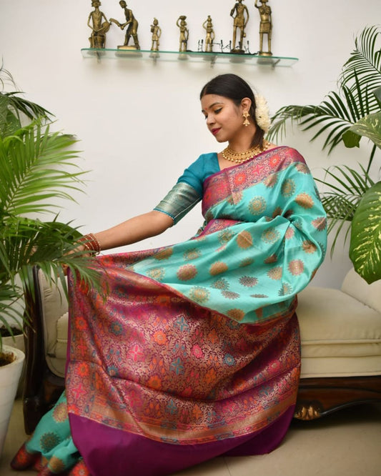 Pure Banarasi Dupion Silk Saree with Blouse & Certified Silk Mark