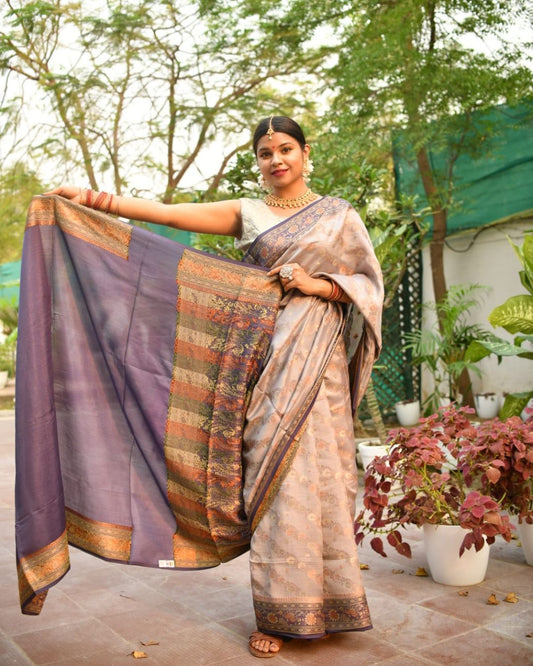 Pure Banarasi Crepe Silk Saree with Blouse & Certified Silk Mark