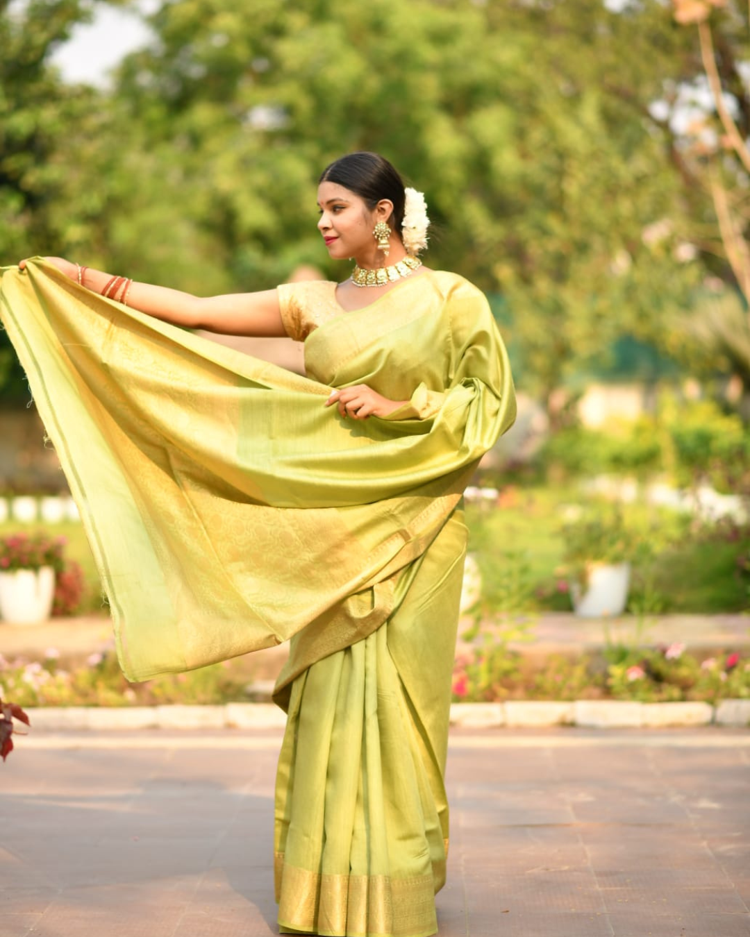 Pure Banarasi Muga Silk Saree with Blouse | Silk Mark Certified