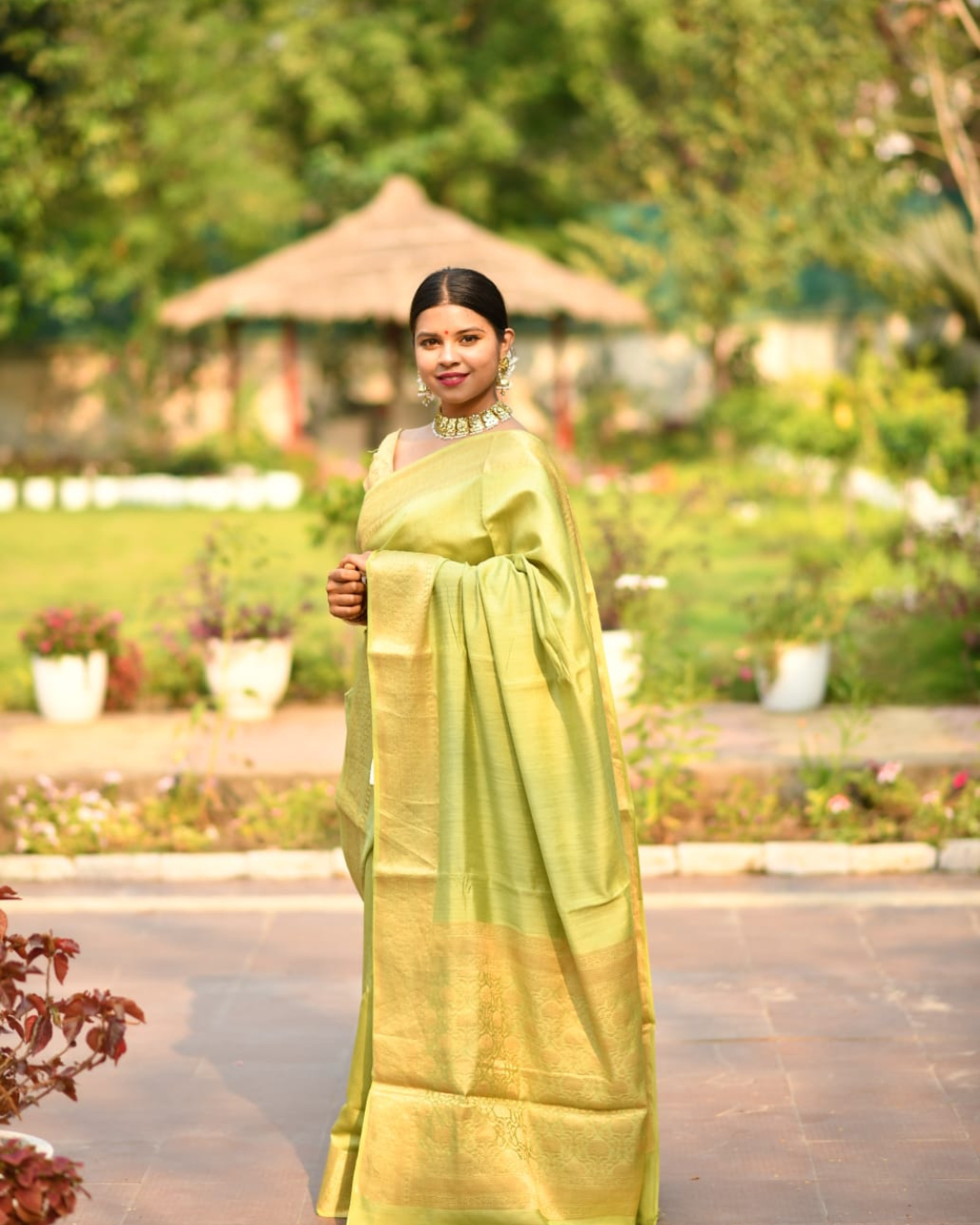 Pure Banarasi Muga Silk Saree with Blouse | Silk Mark Certified