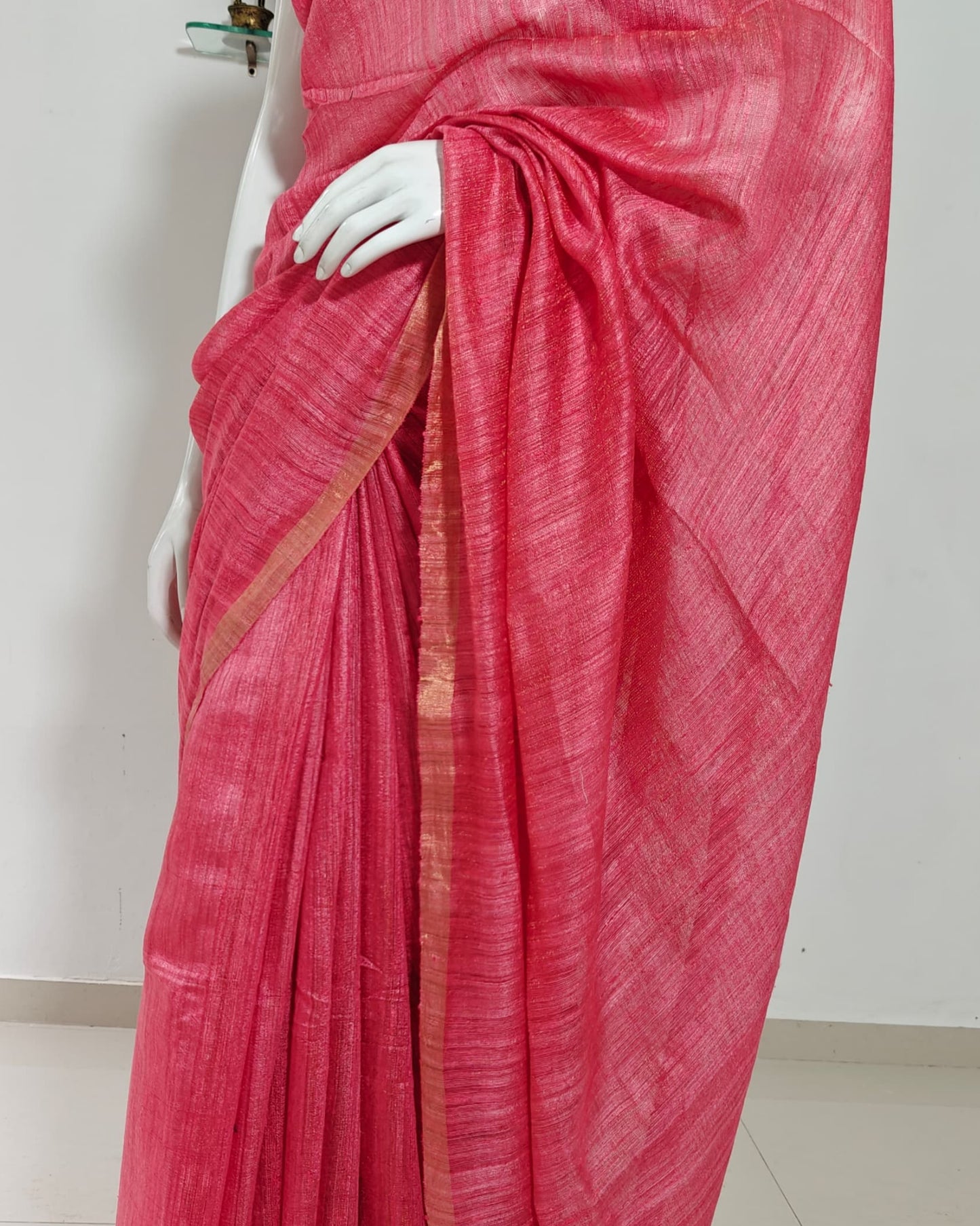 Coral Charm Matka Silk Saree with Double Taar Border
