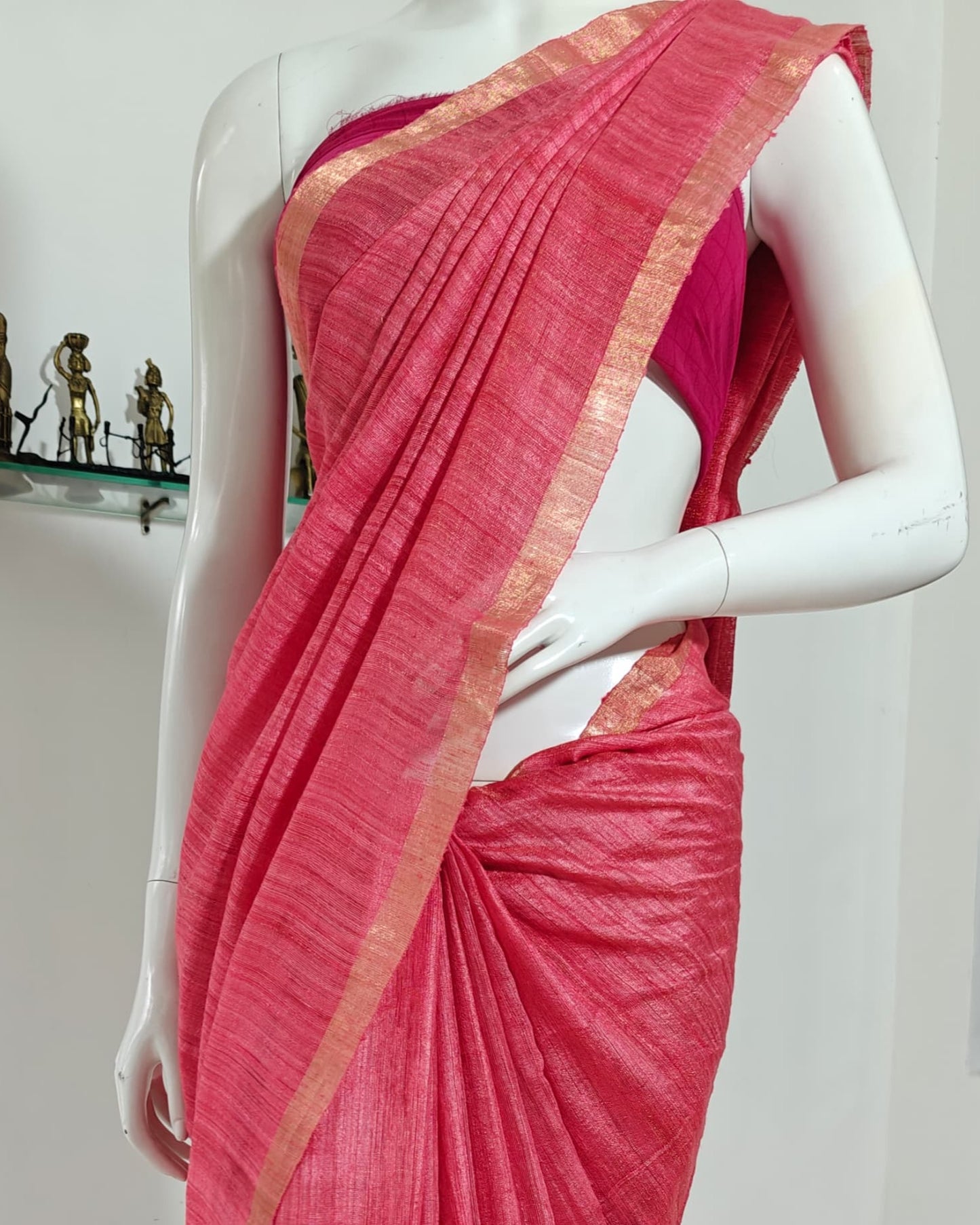 Coral Charm Matka Silk Saree with Double Taar Border