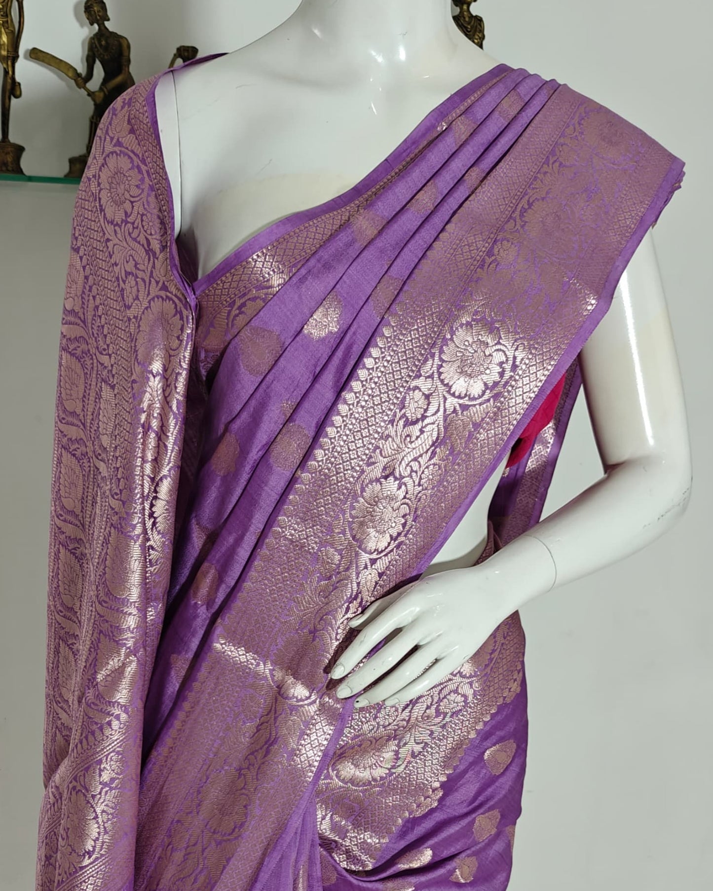 Regal Bloom – Pure Muga Silk Saree in Orchid Purple with Zari Buta