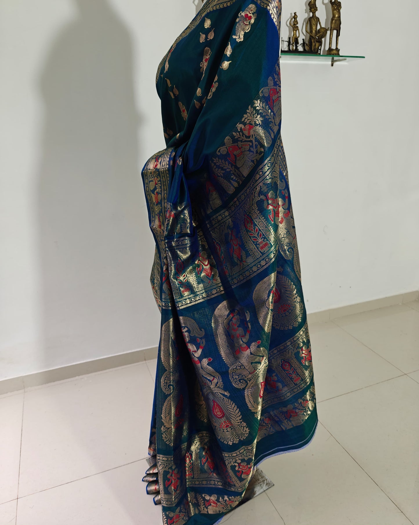 Divine Weaves – Pure Vishnupuri Silk Saree with Baluchari Work