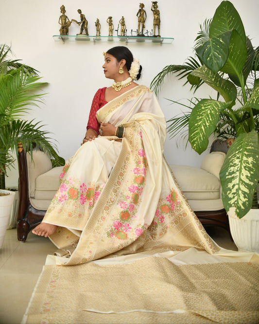 Grace in Threads – Banarasi Cotton Silk Saree with Blouse
