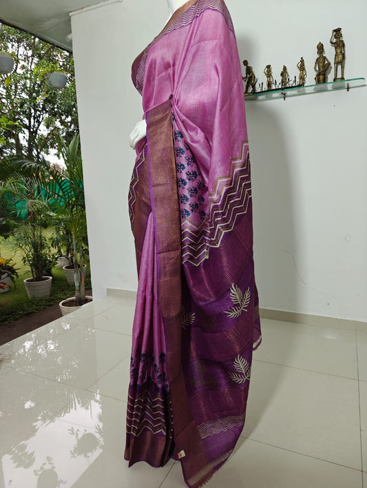 Purple Printed Vishnupuri Silk