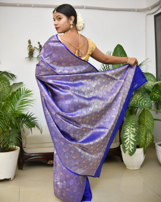Raw Mango Muse: Banarasi Cotton Silk Saree with Blouse – Designer-Inspired Elegance