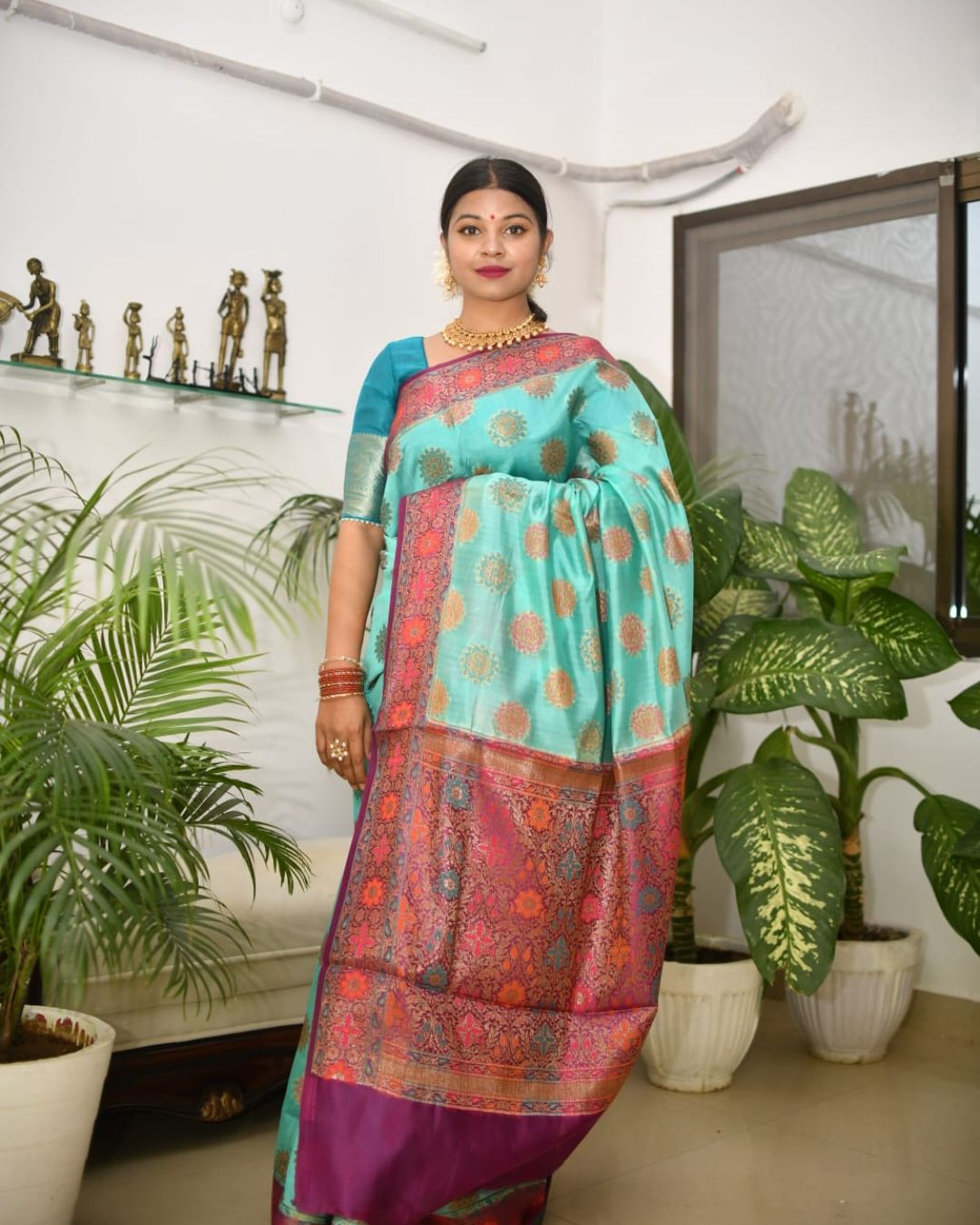 Pure Banarasi Dupion Silk Saree with Blouse & Certified Silk Mark