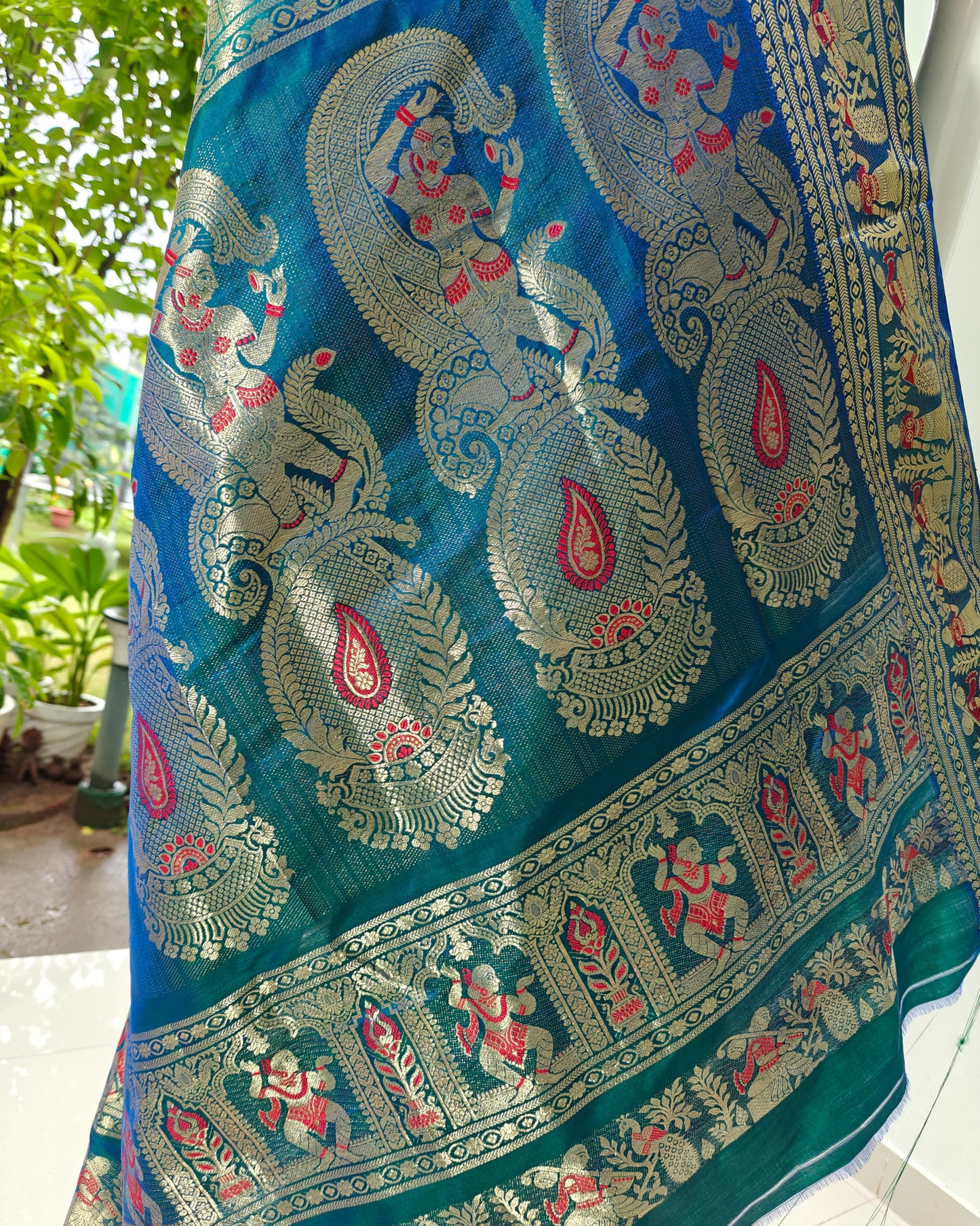 Divine Weaves – Pure Vishnupuri Silk Saree with Baluchari Work